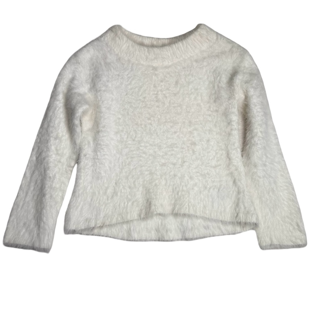 H&M‎ Kids Fuzzy White/Off White Eyelash Knit Sweater - Girls Size 8-10Y